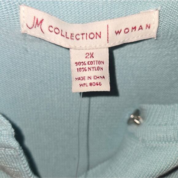 NWT JM Collection 2X Teal/Blue/Green Button-Up Cardigan [0039] - Picture 6 of 8